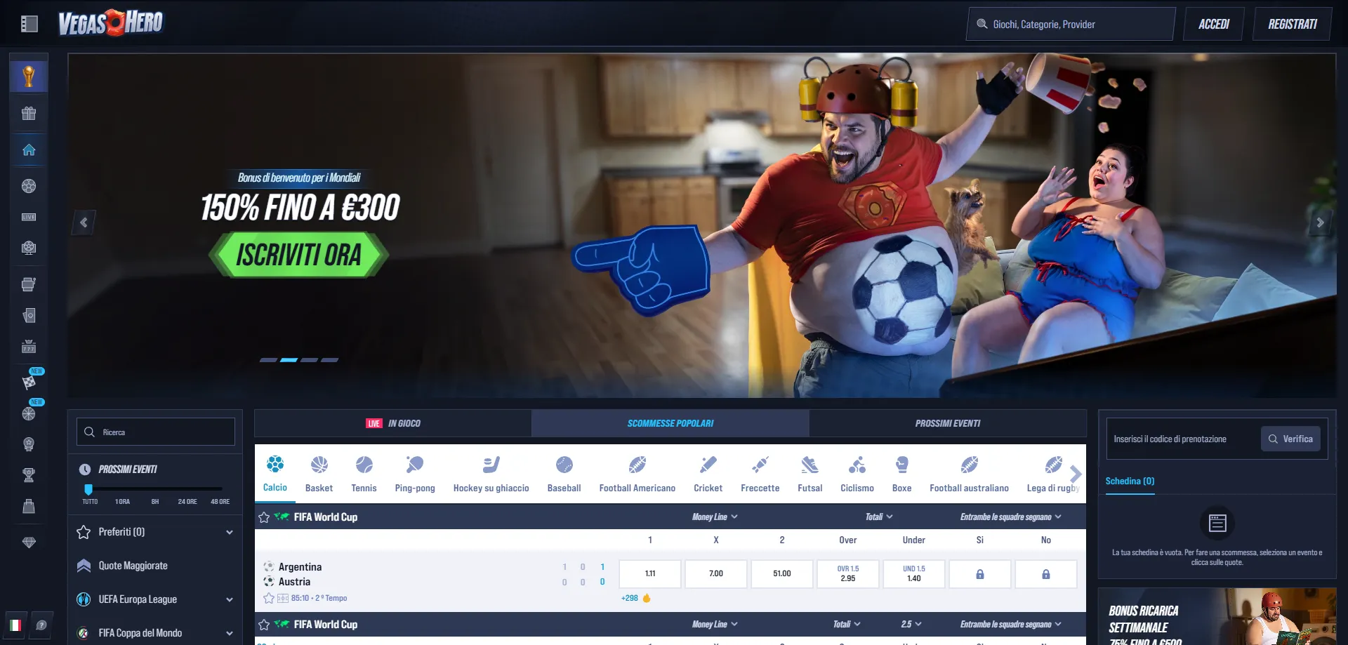 VegasHero Casino panoramica affidabilit&agrave; e licenza per l'Italia
