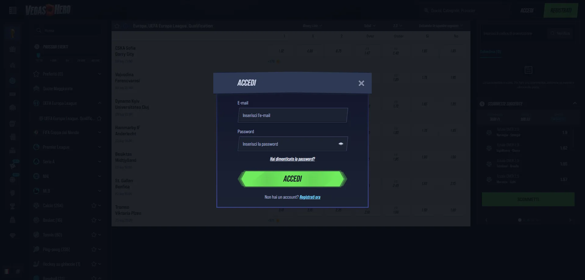 VegasHero Casino servizio clienti e supporto ai giocatori